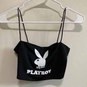 Small playboy bunny logo crop tank top